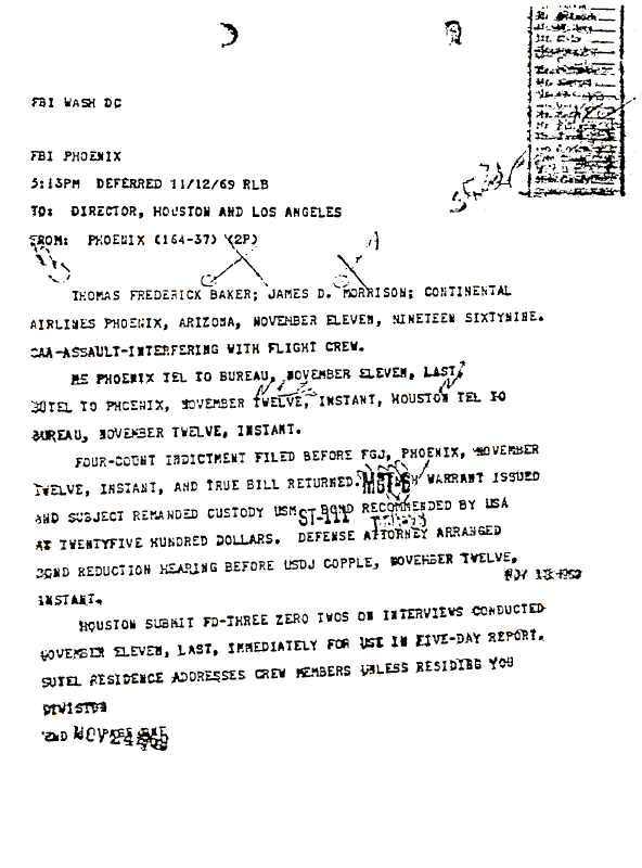 A page from The Doors' FBI files