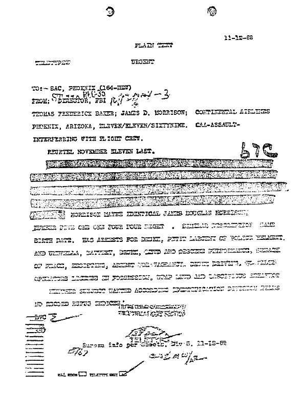 A page from The Doors' FBI files