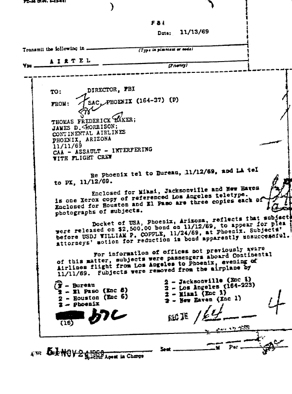 A page from The Doors' FBI files