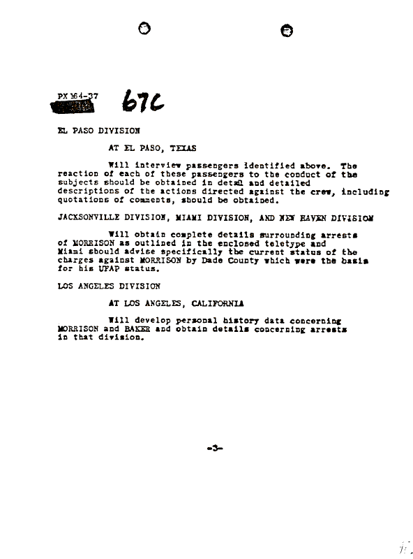 A page from The Doors' FBI files