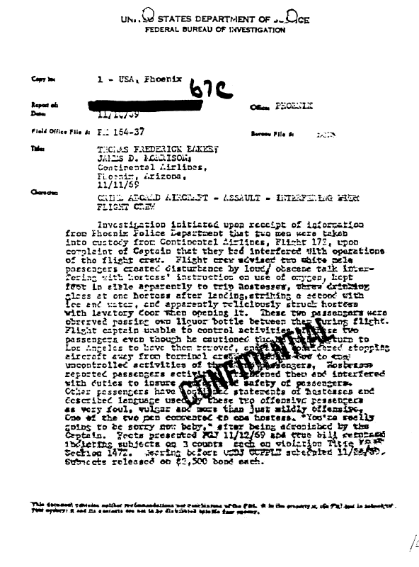 A page from The Doors' FBI files