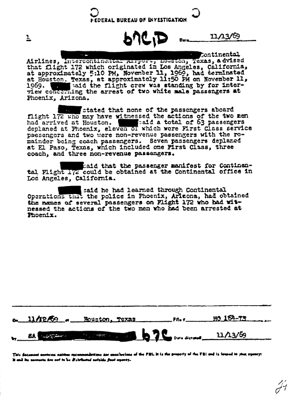 A page from The Doors' FBI files