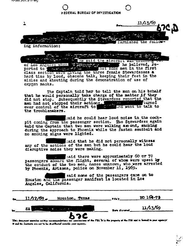 A page from The Doors' FBI files