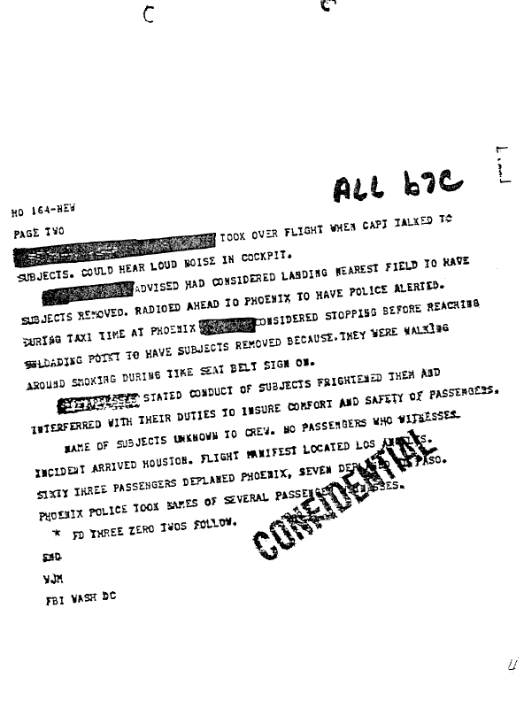 A page from The Doors' FBI files