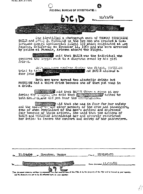 A page from The Doors' FBI files