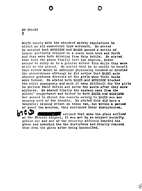 A page from The Doors' FBI files