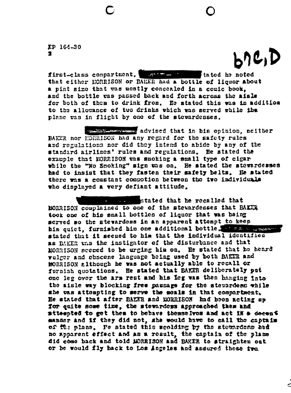 A page from The Doors' FBI files