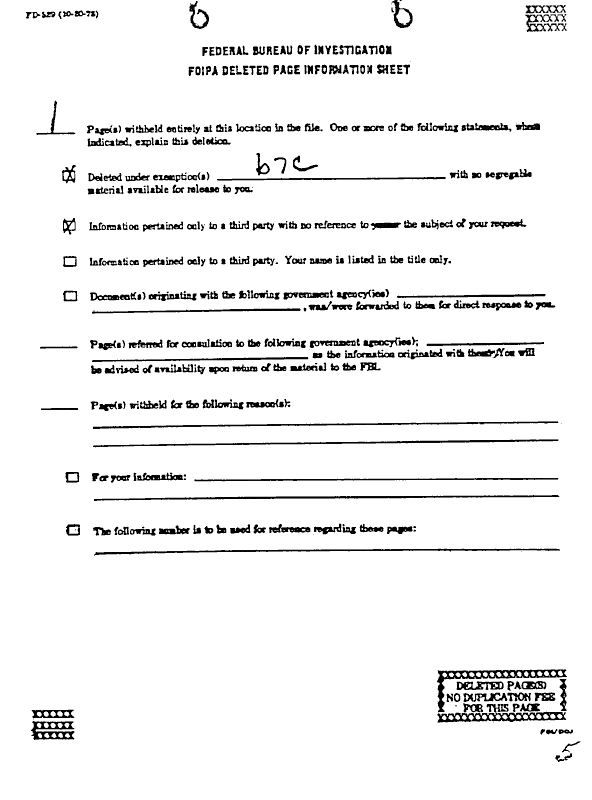 A page from The Doors' FBI files