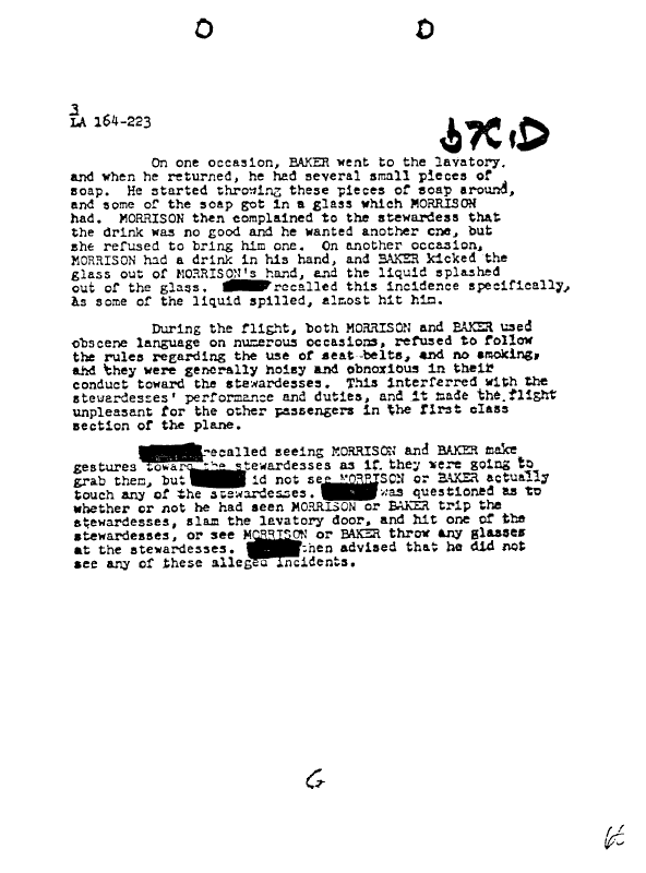 A page from The Doors' FBI files