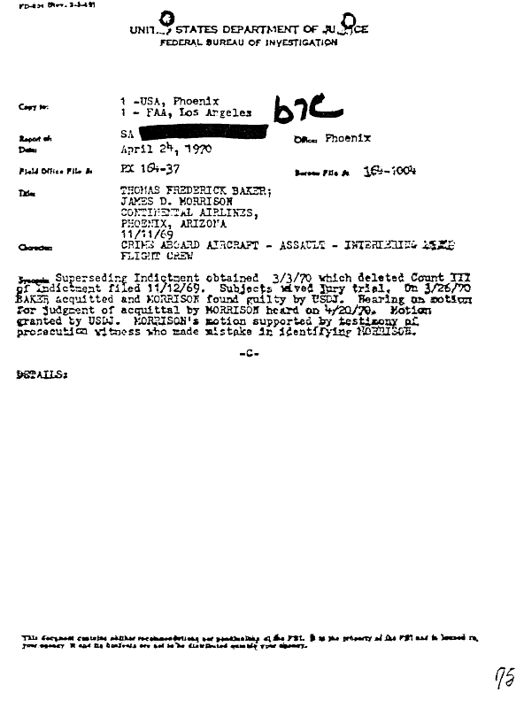 A page from The Doors' FBI files