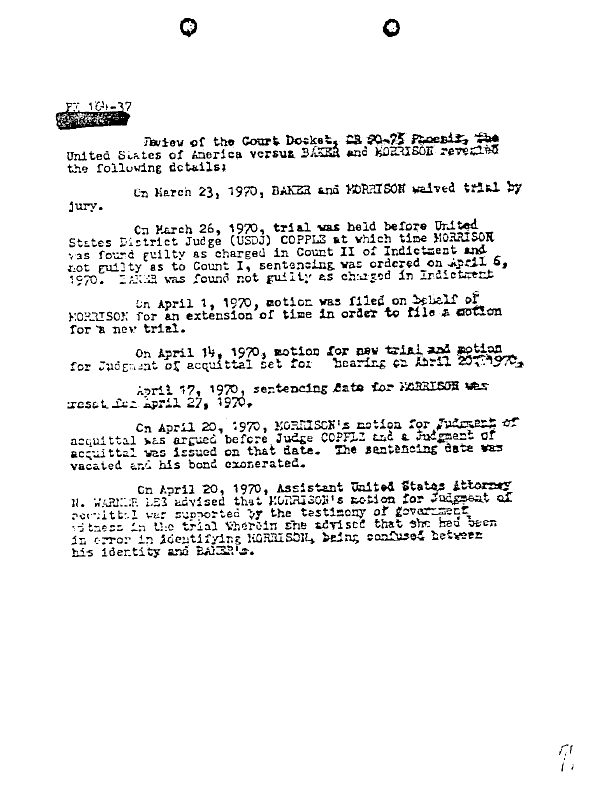 A page from The Doors' FBI files