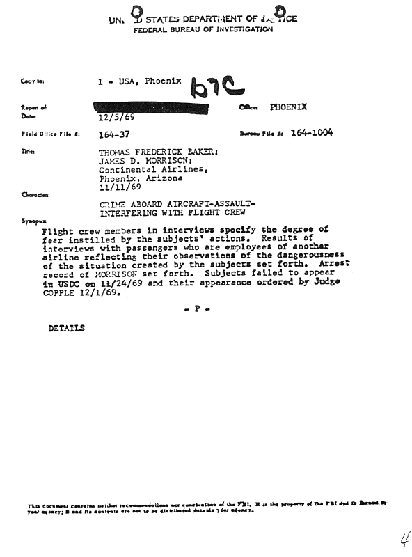 A page from The Doors' FBI files