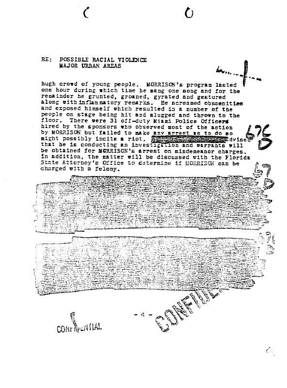 A page from The Doors' FBI files