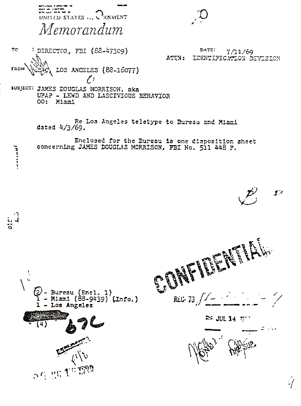 A page from The Doors' FBI files