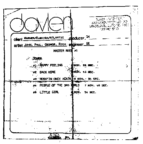Davlen Sound Studios tape box