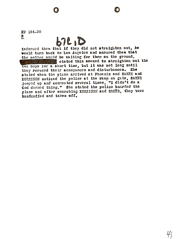 A page from The Doors' FBI files