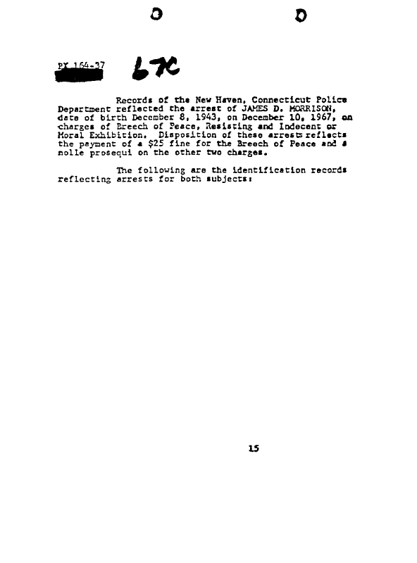 A page from The Doors' FBI files