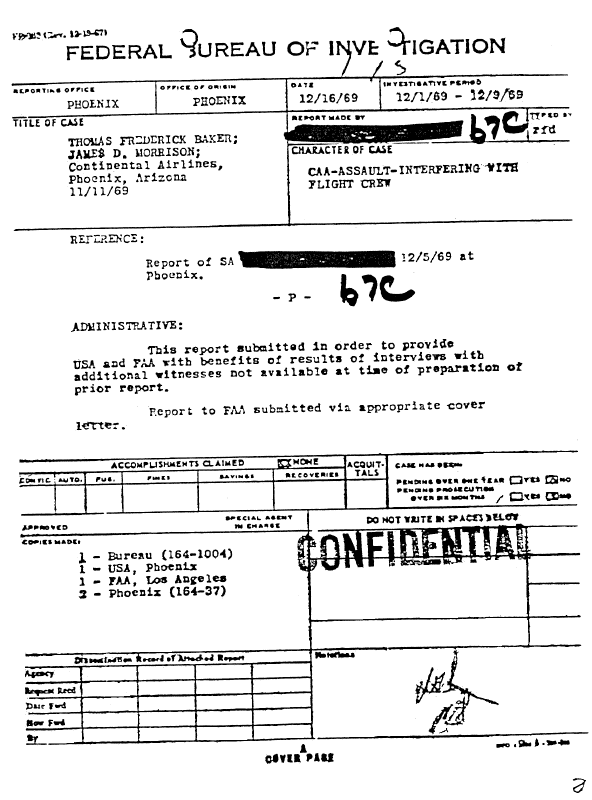 A page from The Doors' FBI files