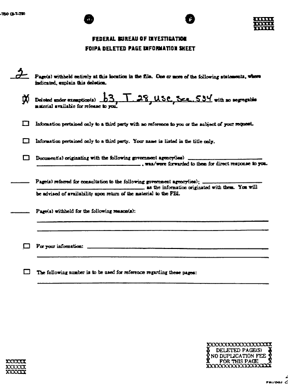 A page from The Doors' FBI files