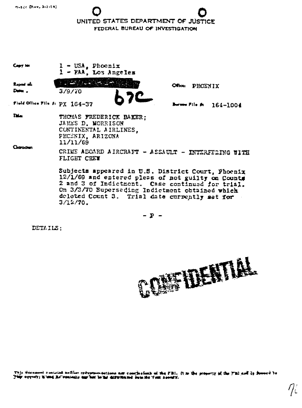 A page from The Doors' FBI files