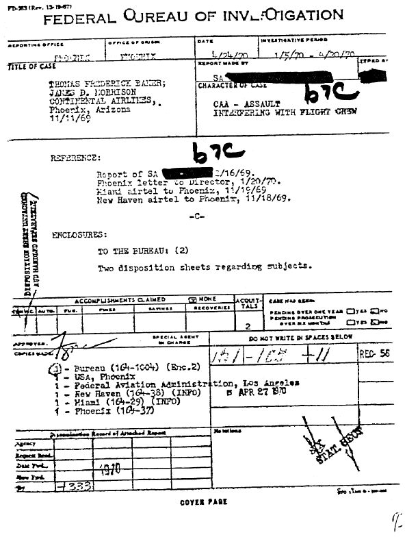 A page from The Doors' FBI files