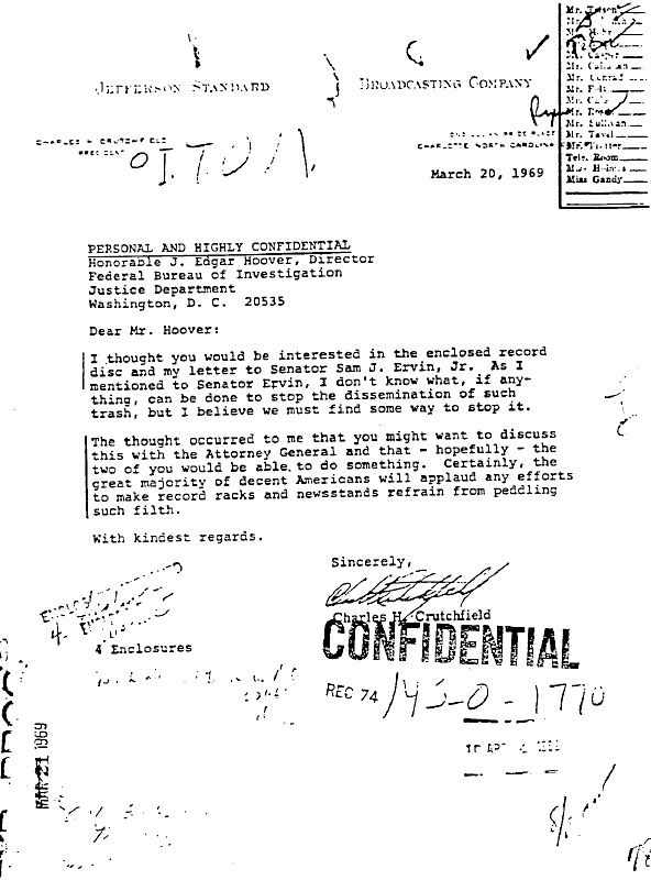 A page from The Doors' FBI files