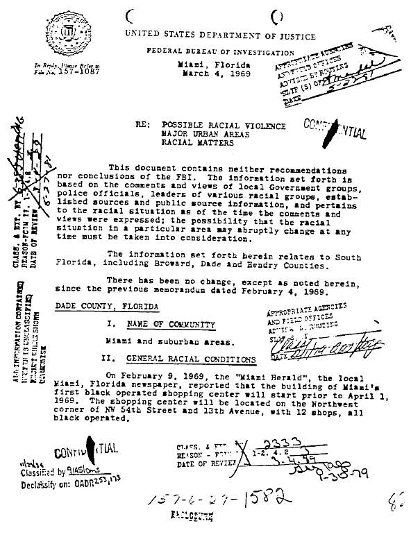 A page from The Doors' FBI files