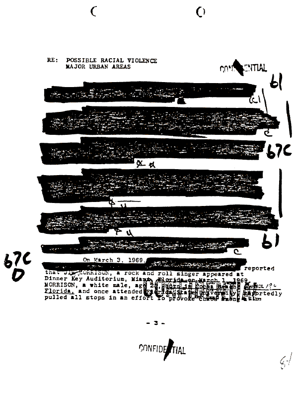 A page from The Doors' FBI files