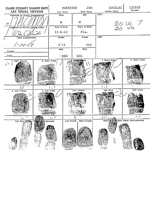 A page from The Doors' FBI files